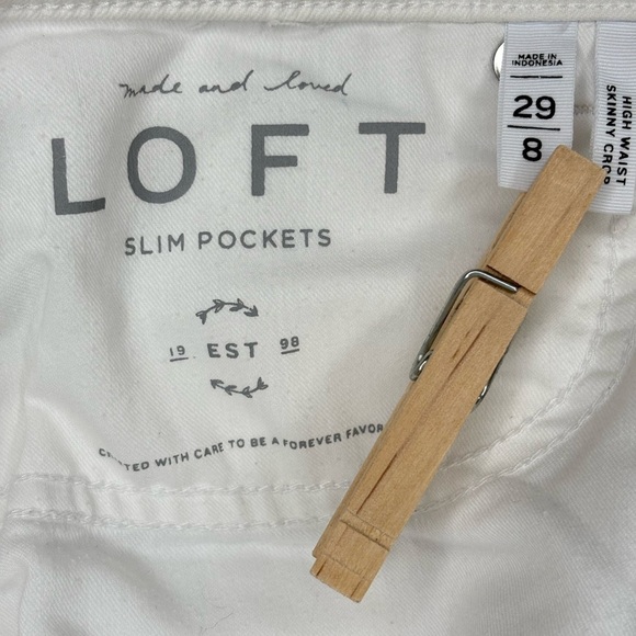 LOFT Women’s White High Waist Denim Crop Frayed Skinny Jeans | Size 8 - Picture 7 of 7